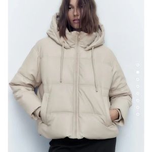 Faux leather puffer jacket Zara